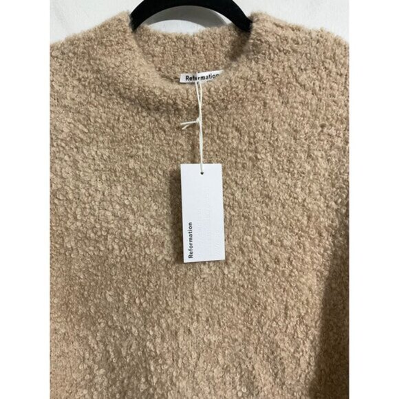 REFORMATION New Alpaca Linen Blend Ambrose Boucle Sweater in Ginger size Large - Picture 4 of 16